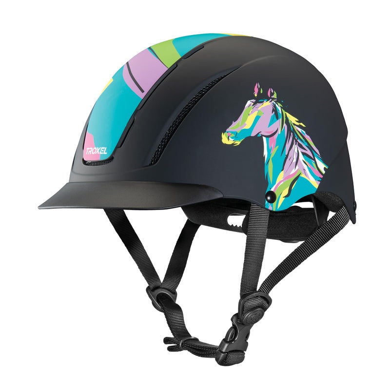 Troxel Spirit Full Coverage Horse Riding Helmet  Low-Profile Adjustable Design  Safety Horseback Riding Gear  Medium (7 - 7-3/8)  Pop Art Pony - Image 1